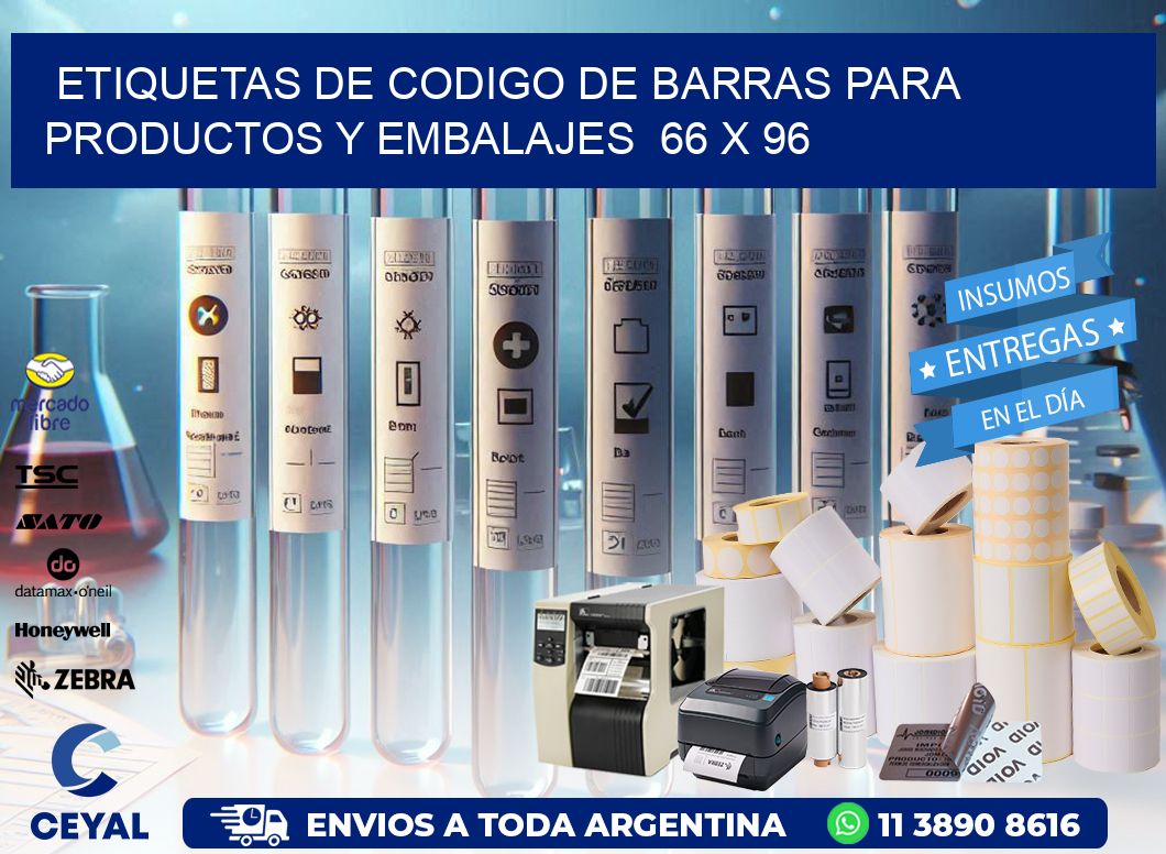 Etiquetas de Codigo de Barras para Productos y Embalajes  66 x 96