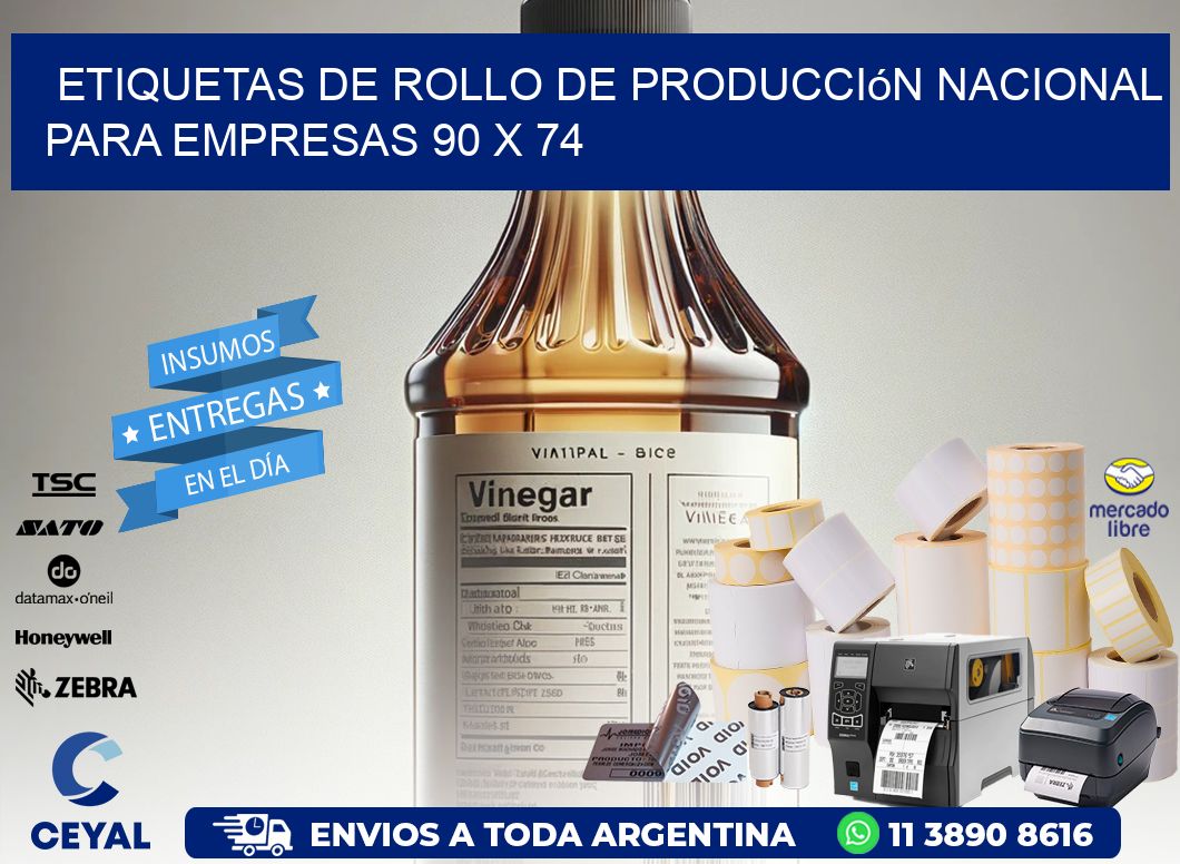 Etiquetas de Rollo de Producción Nacional para Empresas 90 x 74