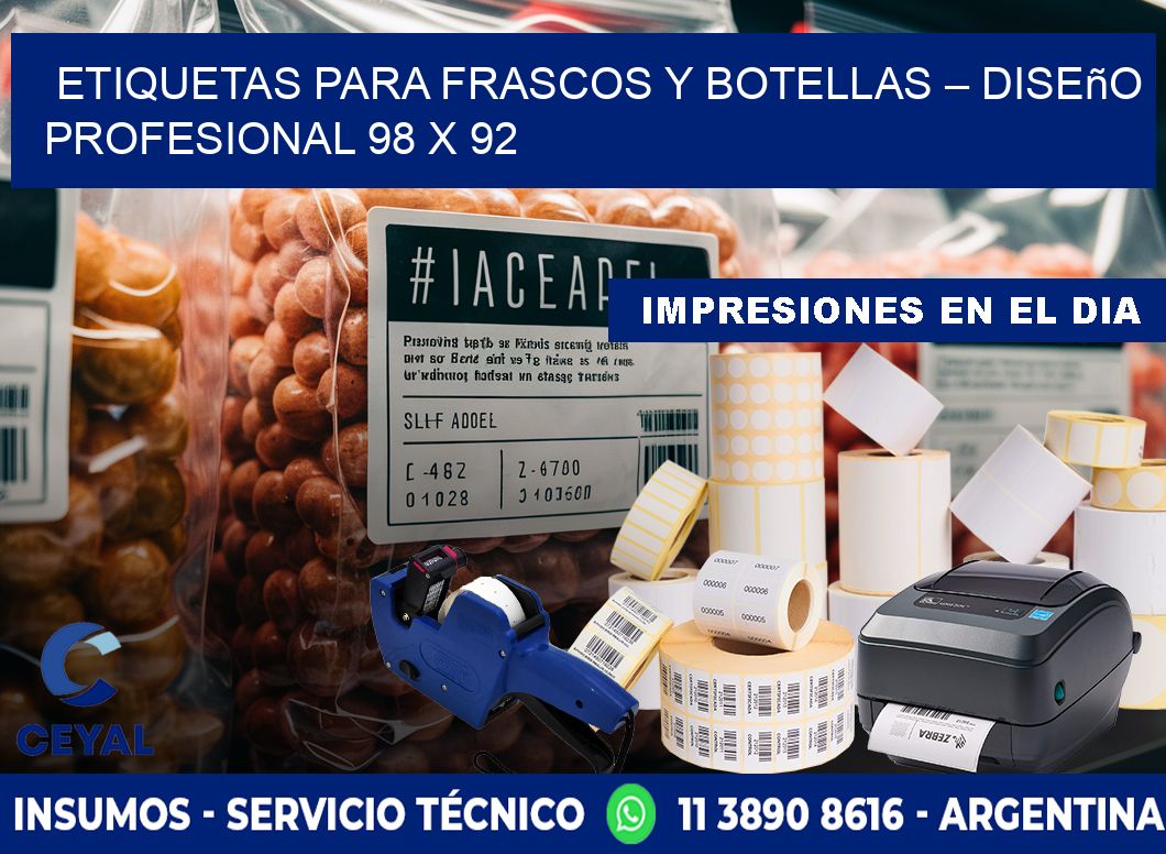Etiquetas para frascos y botellas – Diseño profesional 98 x 92
