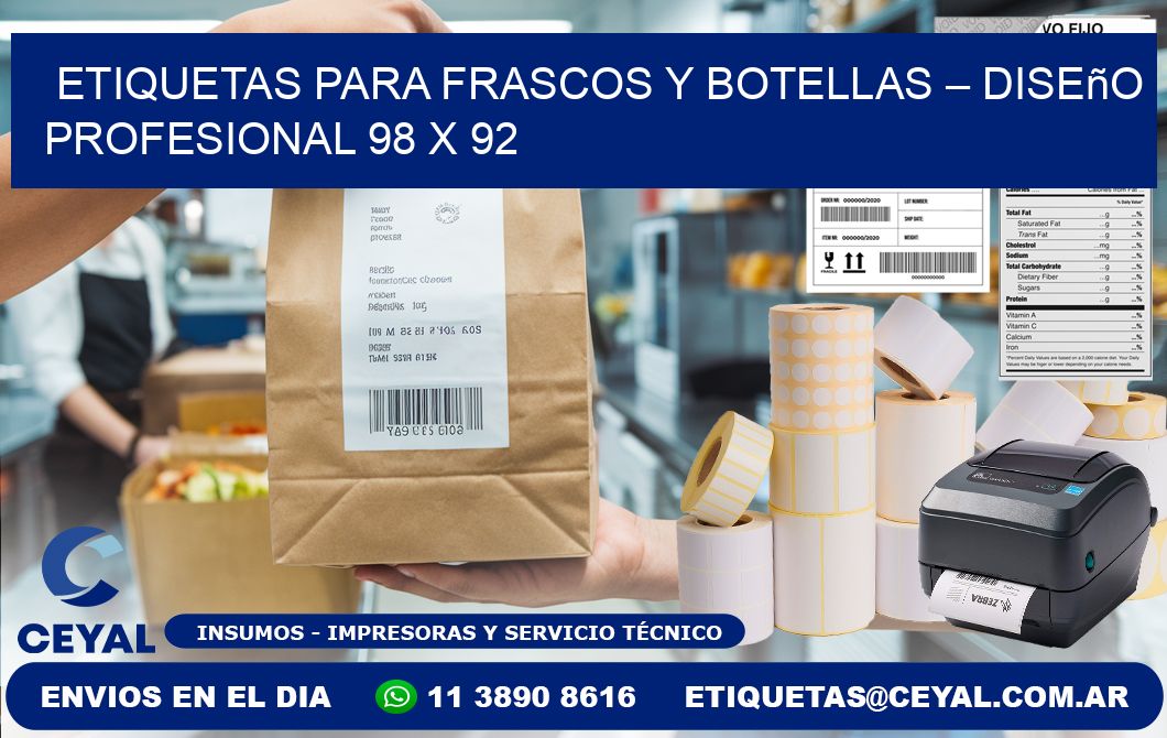 Etiquetas para frascos y botellas – Diseño profesional 98 x 92