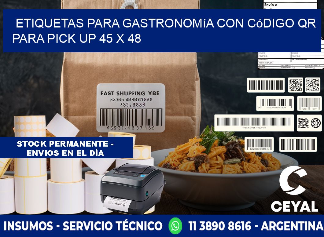 Etiquetas para gastronomía con código QR para pick up 45 x 48