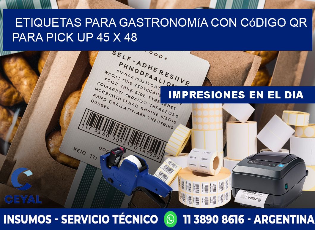 Etiquetas para gastronomía con código QR para pick up 45 x 48