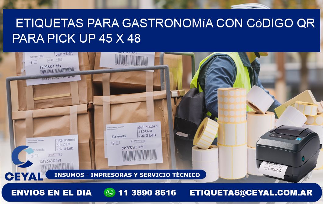 Etiquetas para gastronomía con código QR para pick up 45 x 48