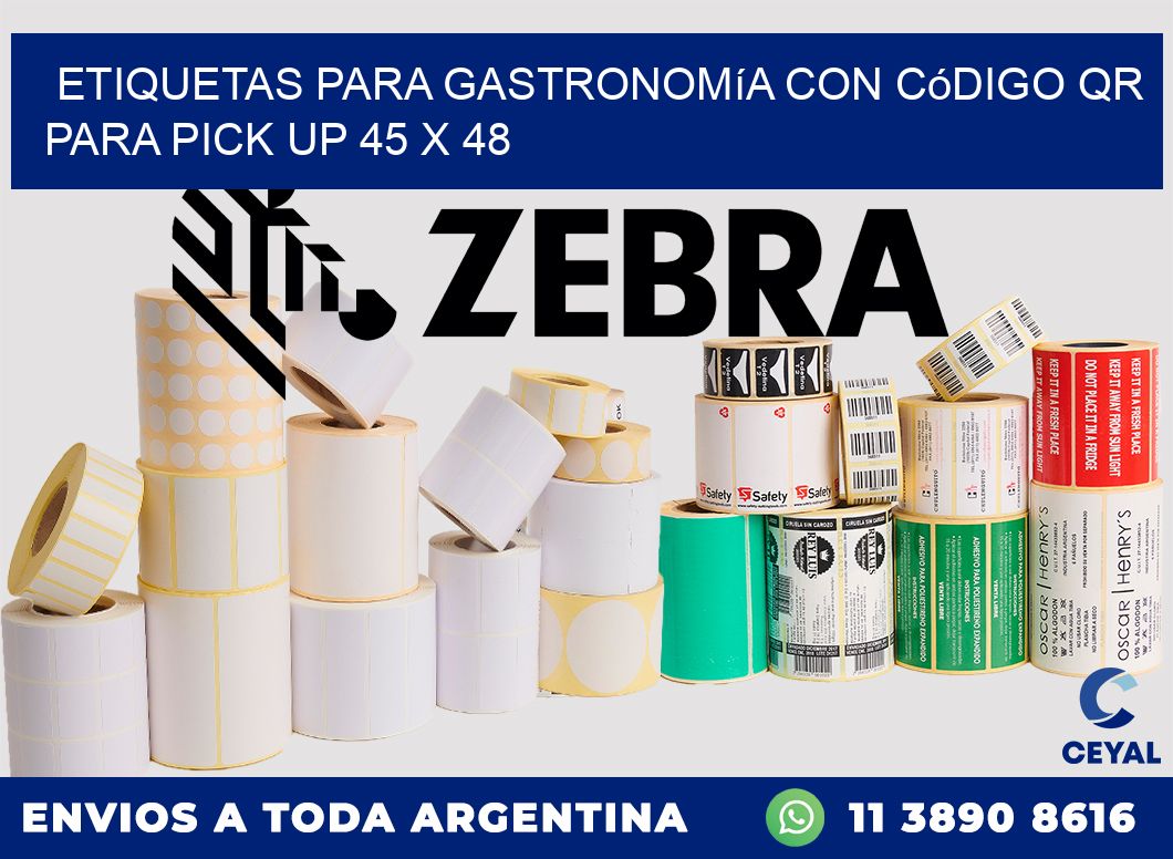 Etiquetas para gastronomía con código QR para pick up 45 x 48