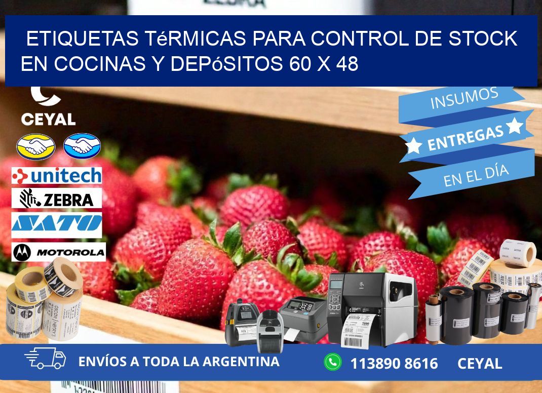 Etiquetas térmicas para control de stock en cocinas y depósitos 60 x 48