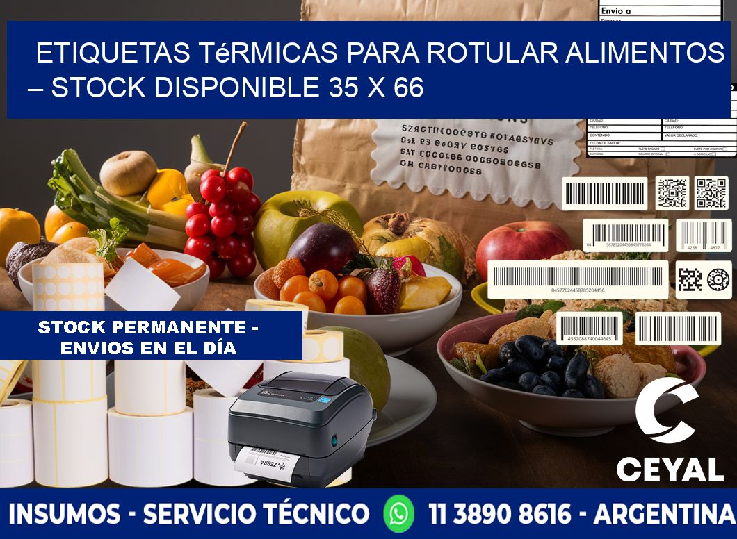 Etiquetas térmicas para rotular alimentos – Stock disponible 35 x 66