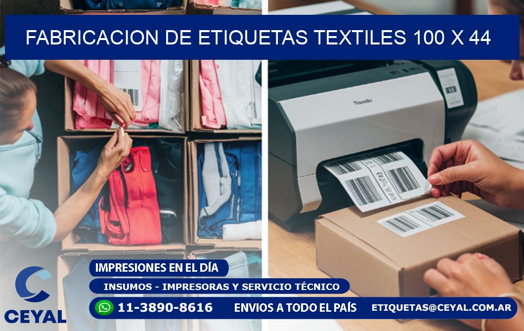 FABRICACION DE ETIQUETAS TEXTILES 100 x 44