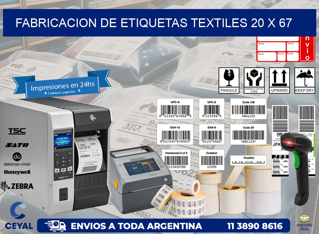 FABRICACION DE ETIQUETAS TEXTILES 20 x 67