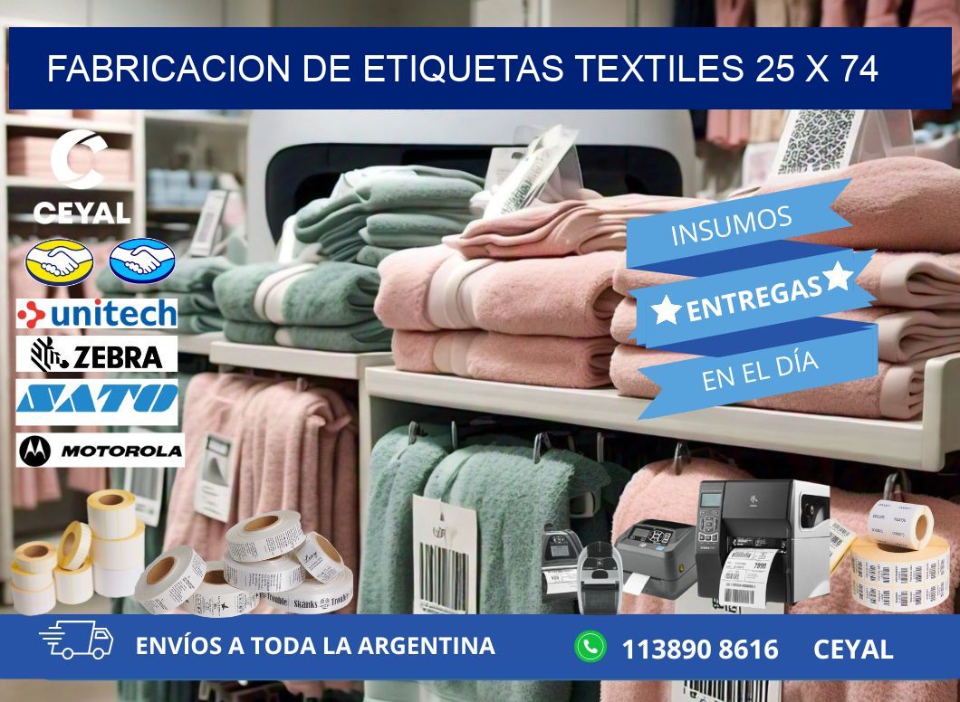 FABRICACION DE ETIQUETAS TEXTILES 25 x 74