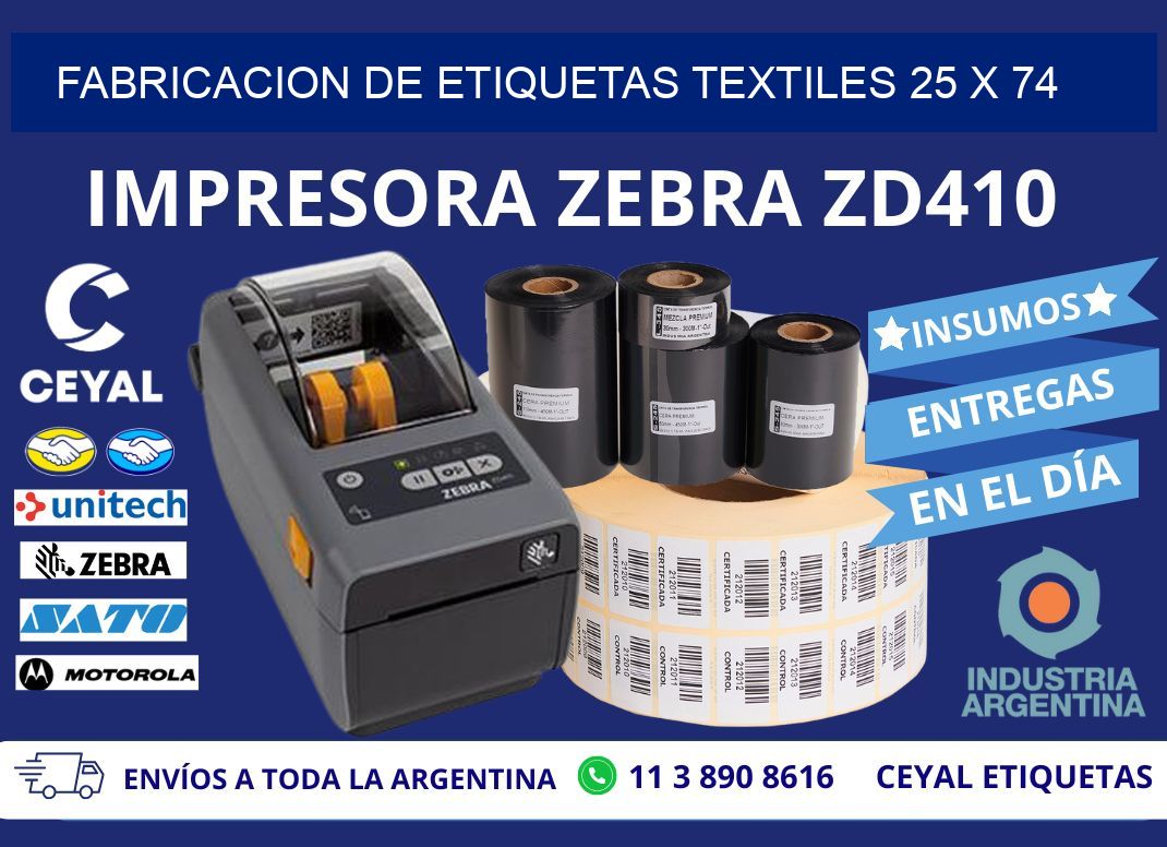 FABRICACION DE ETIQUETAS TEXTILES 25 x 74