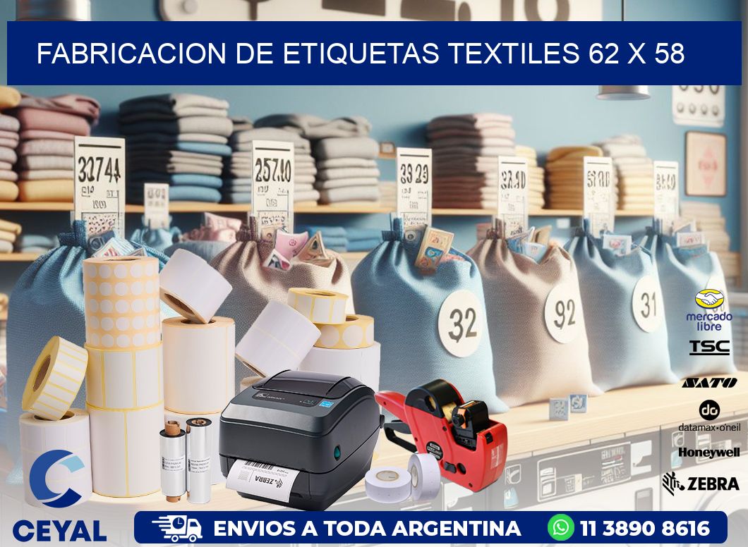 FABRICACION DE ETIQUETAS TEXTILES 62 x 58