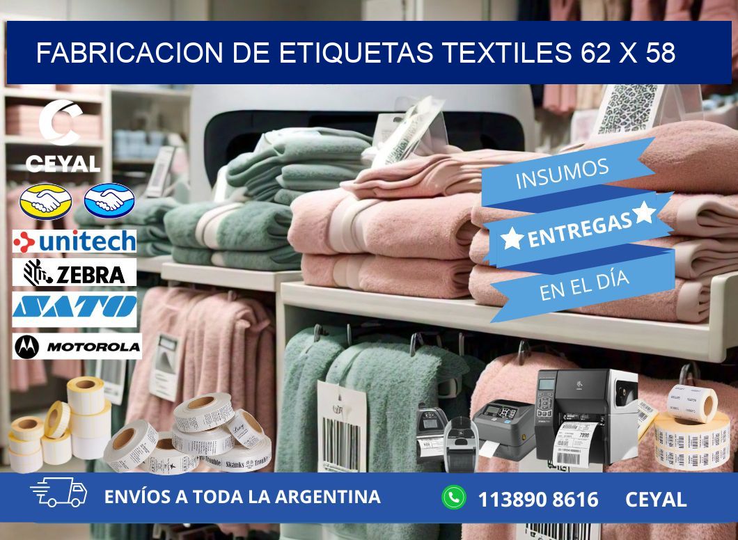 FABRICACION DE ETIQUETAS TEXTILES 62 x 58