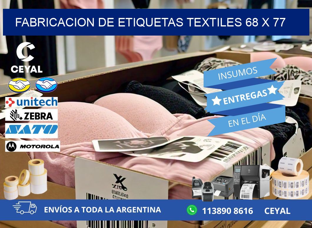 FABRICACION DE ETIQUETAS TEXTILES 68 x 77