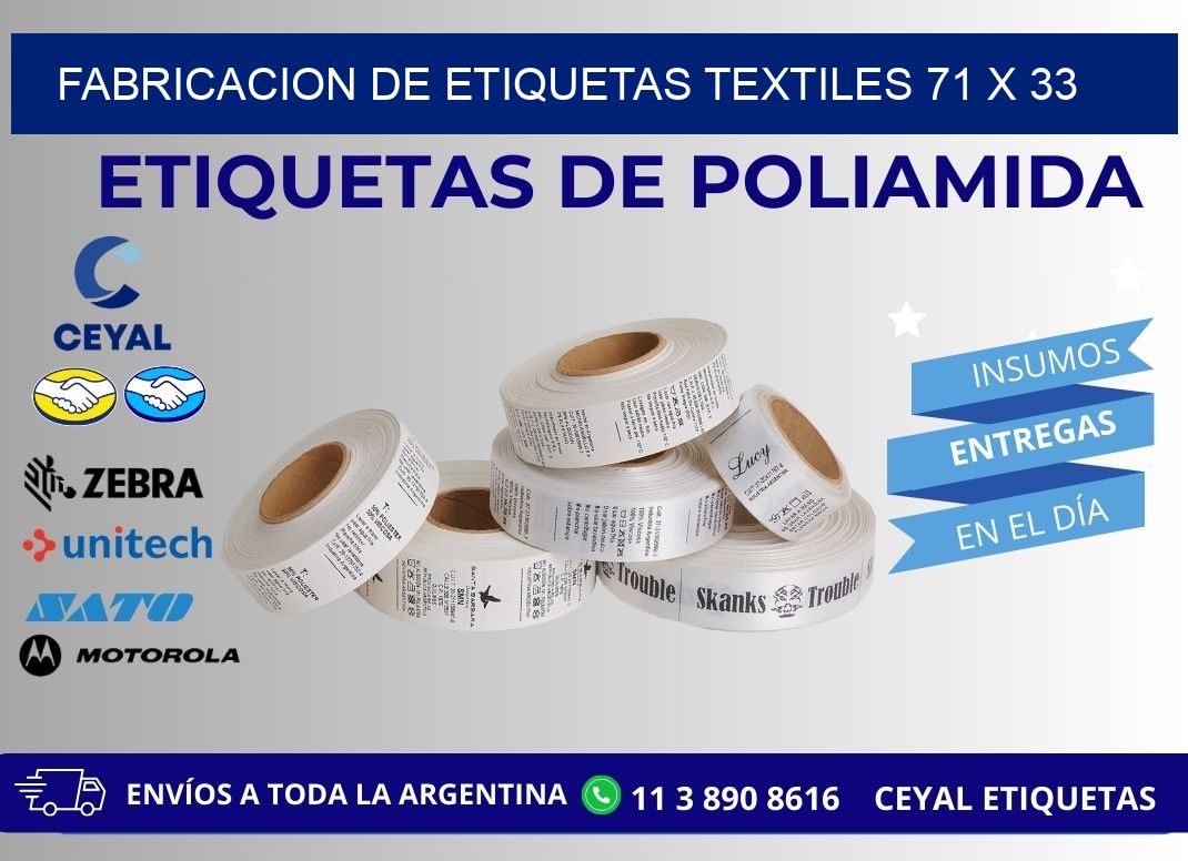 FABRICACION DE ETIQUETAS TEXTILES 71 x 33