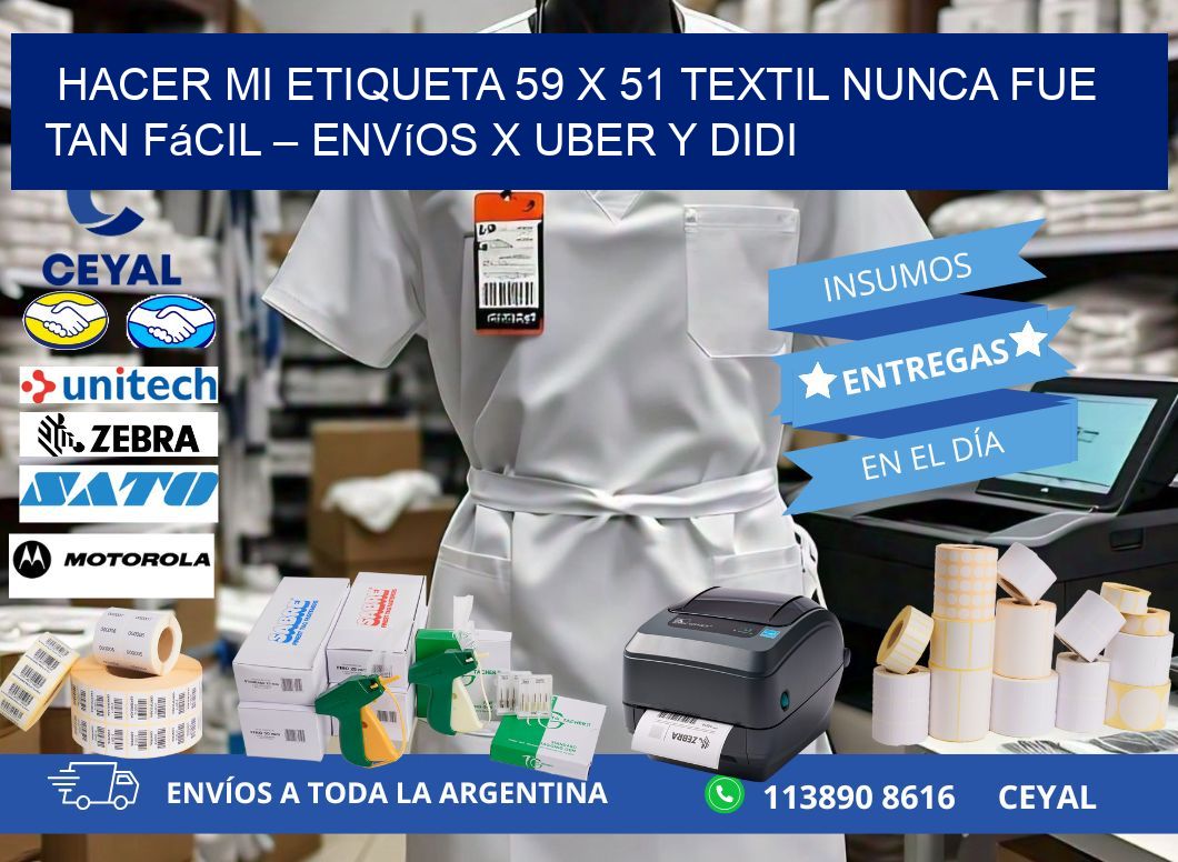 Hacer mi Etiqueta 59 x 51 textil nunca fue tan fácil – Envíos x Uber y DiDi