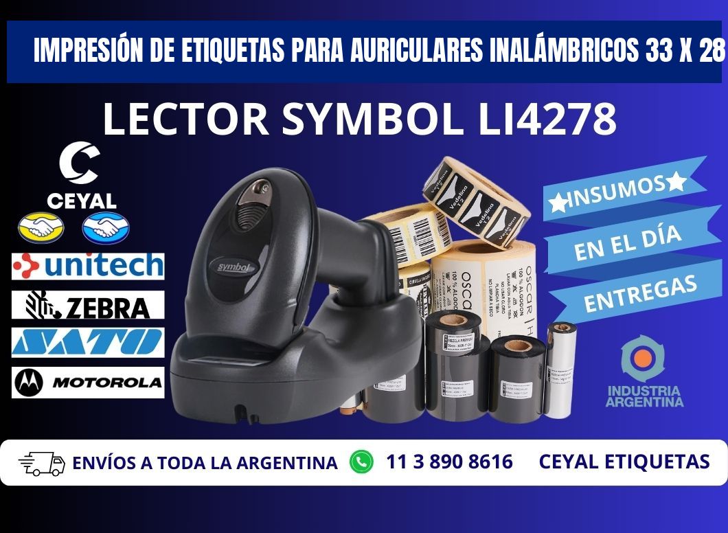 IMPRESIÓN DE ETIQUETAS PARA AURICULARES INALÁMBRICOS 33 x 28