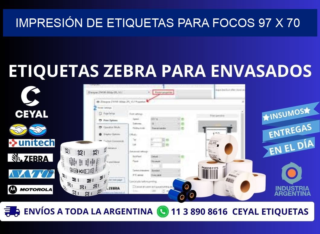 IMPRESIÓN DE ETIQUETAS PARA FOCOS 97 x 70