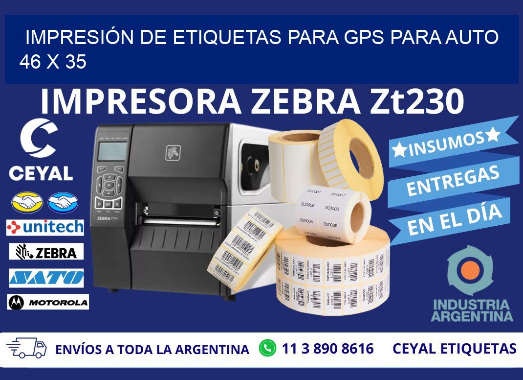 IMPRESIÓN DE ETIQUETAS PARA GPS PARA AUTO 46 x 35