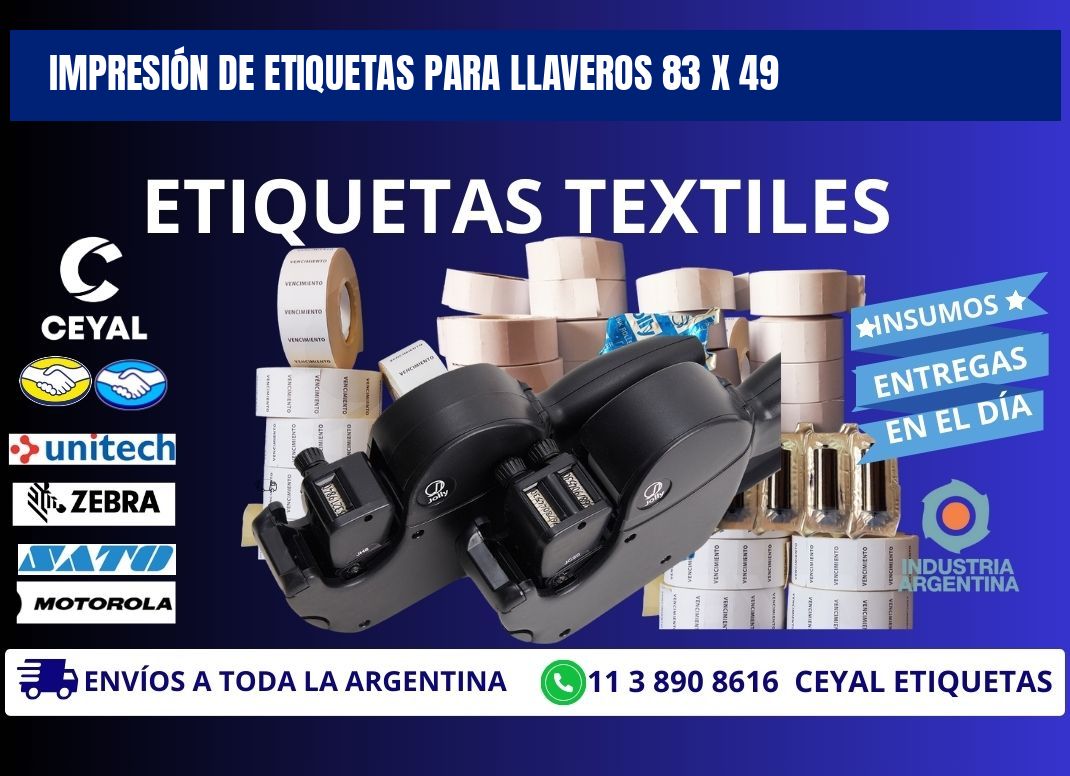 IMPRESIÓN DE ETIQUETAS PARA LLAVEROS 83 x 49