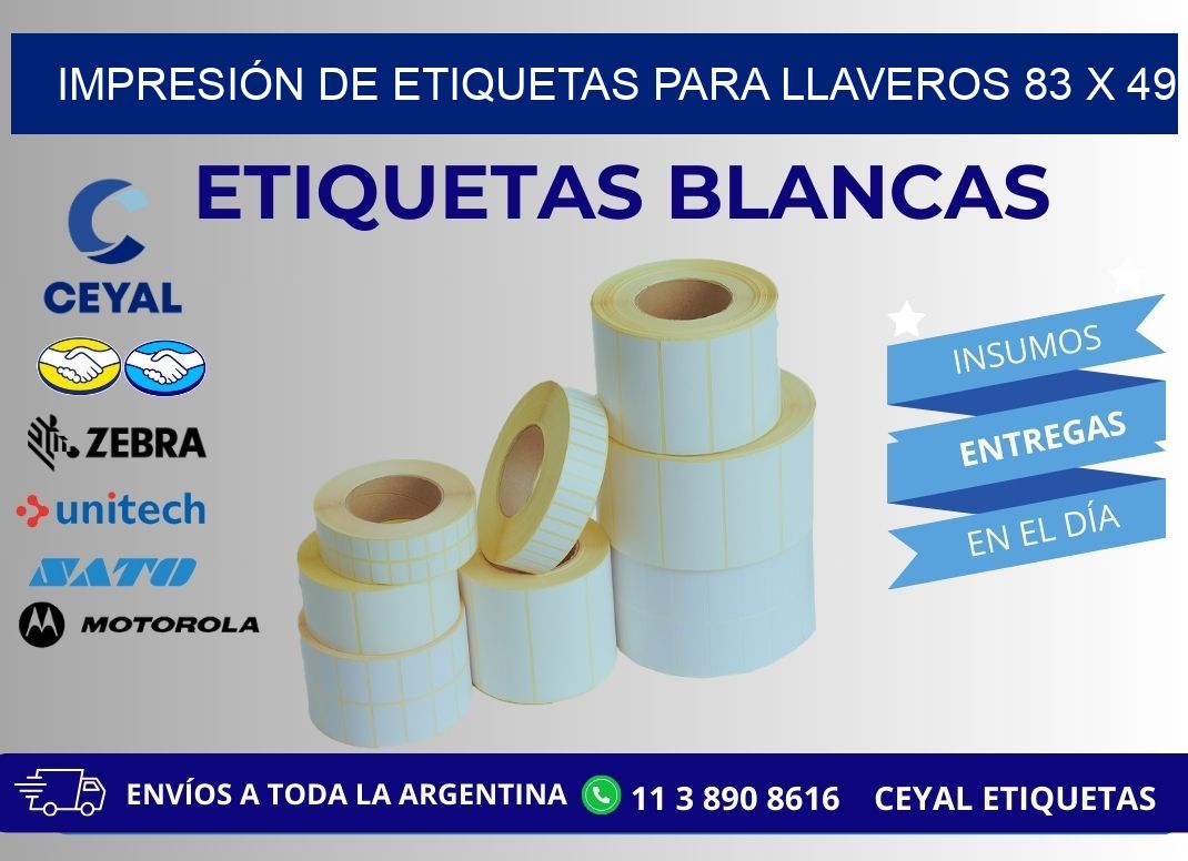 IMPRESIÓN DE ETIQUETAS PARA LLAVEROS 83 x 49