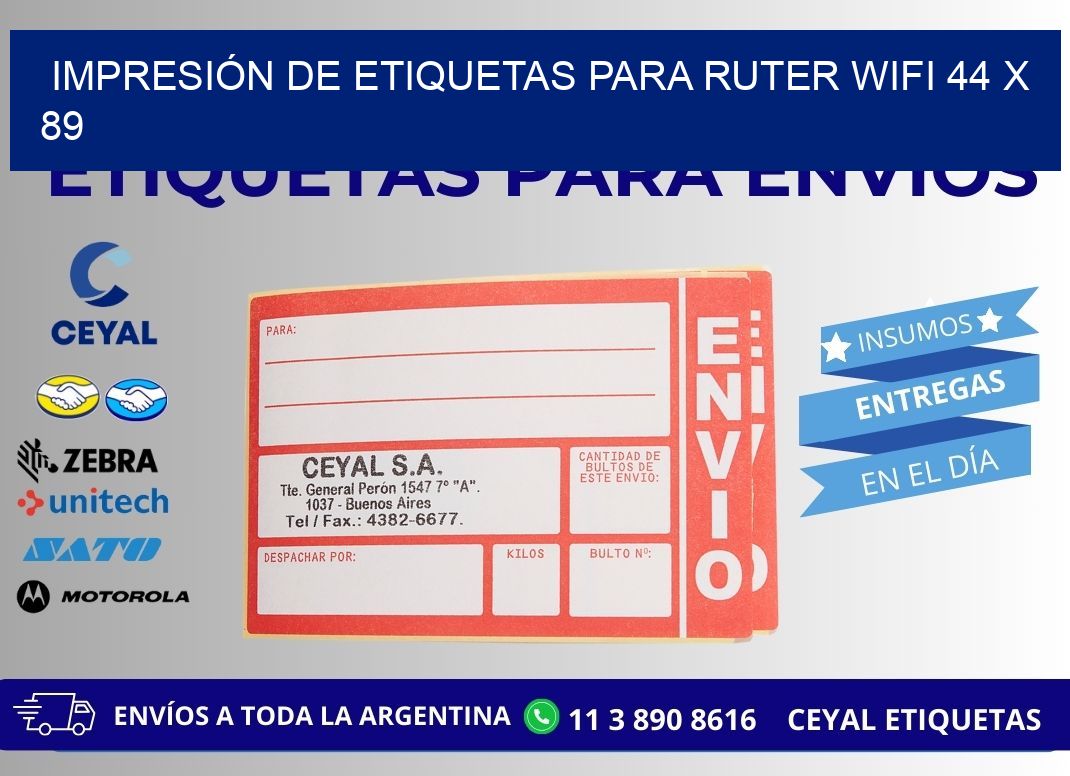 IMPRESIÓN DE ETIQUETAS PARA RUTER WIFI 44 x 89