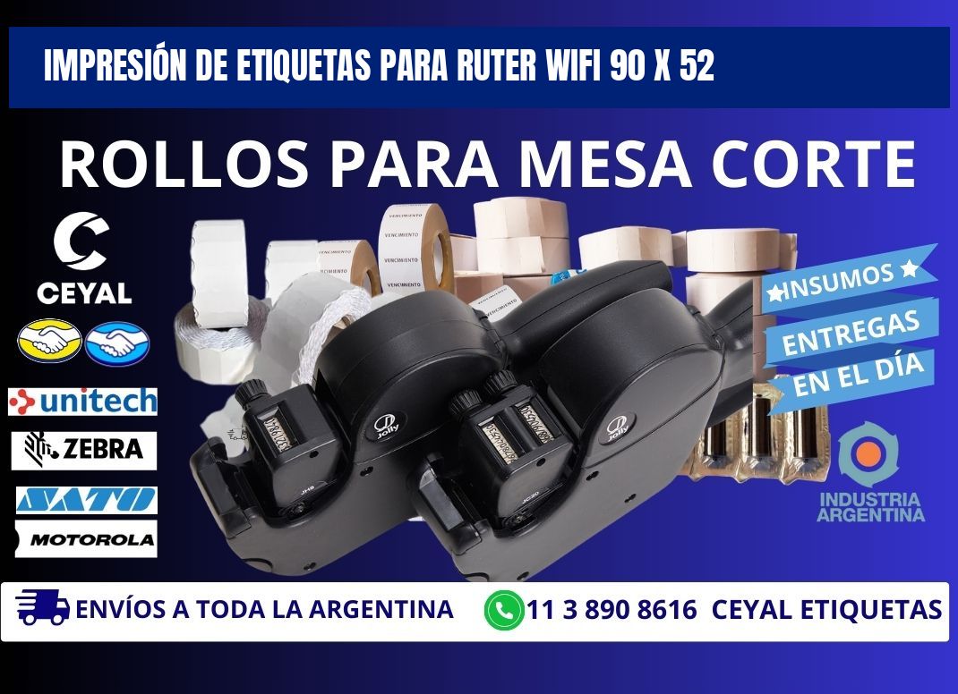 IMPRESIÓN DE ETIQUETAS PARA RUTER WIFI 90 x 52