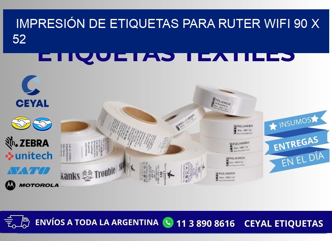 IMPRESIÓN DE ETIQUETAS PARA RUTER WIFI 90 x 52