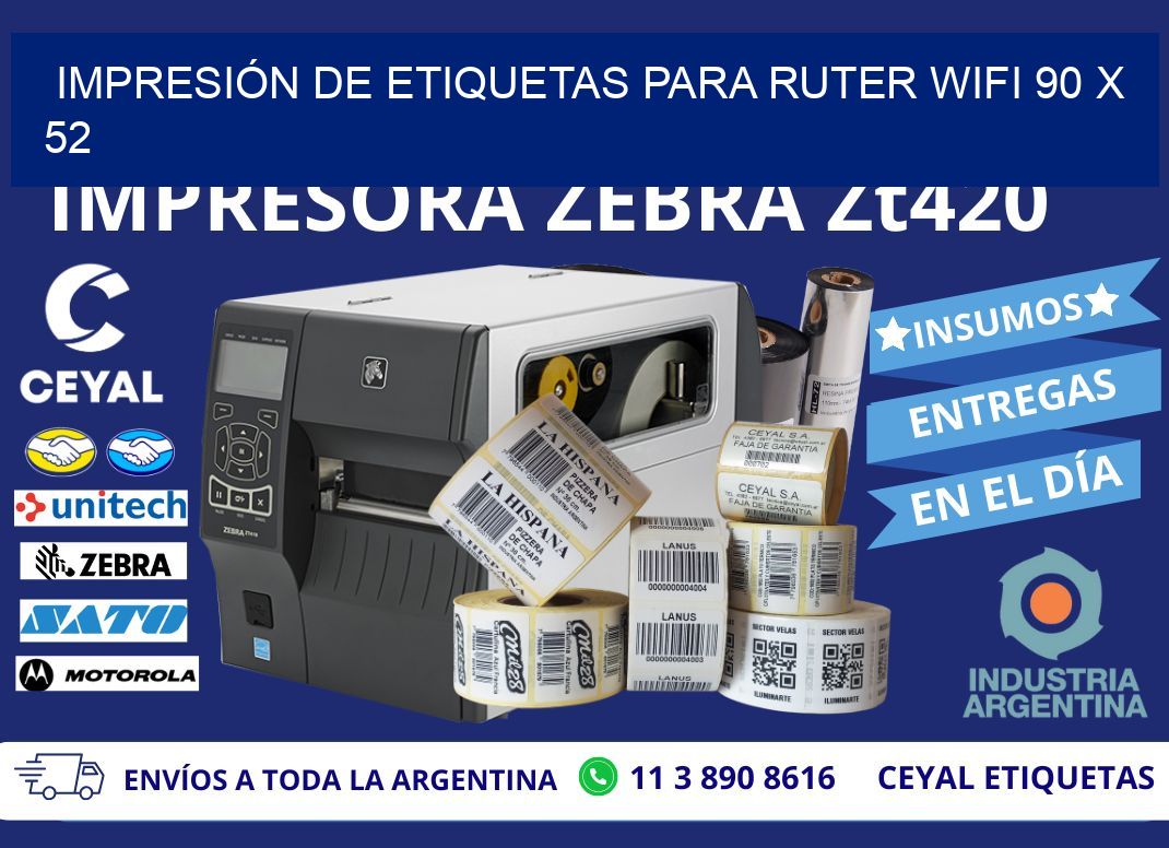 IMPRESIÓN DE ETIQUETAS PARA RUTER WIFI 90 x 52