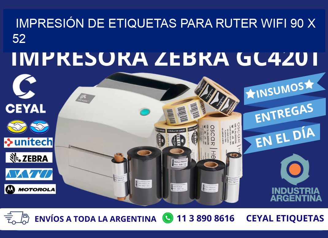 IMPRESIÓN DE ETIQUETAS PARA RUTER WIFI 90 x 52