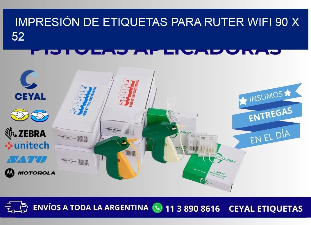 IMPRESIÓN DE ETIQUETAS PARA RUTER WIFI 90 x 52