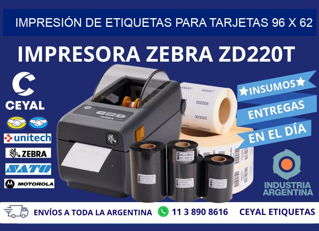 IMPRESIÓN DE ETIQUETAS PARA TARJETAS 96 x 62