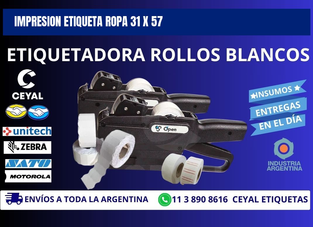 IMPRESION ETIQUETA ROPA 31 x 57