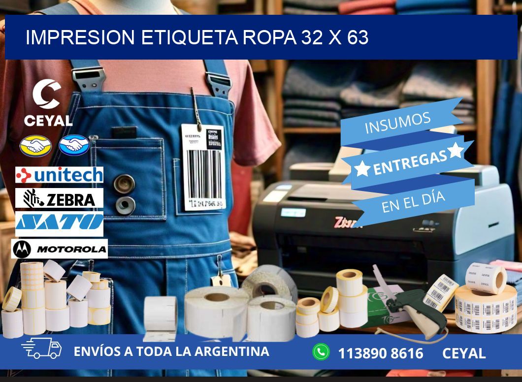 IMPRESION ETIQUETA ROPA 32 x 63