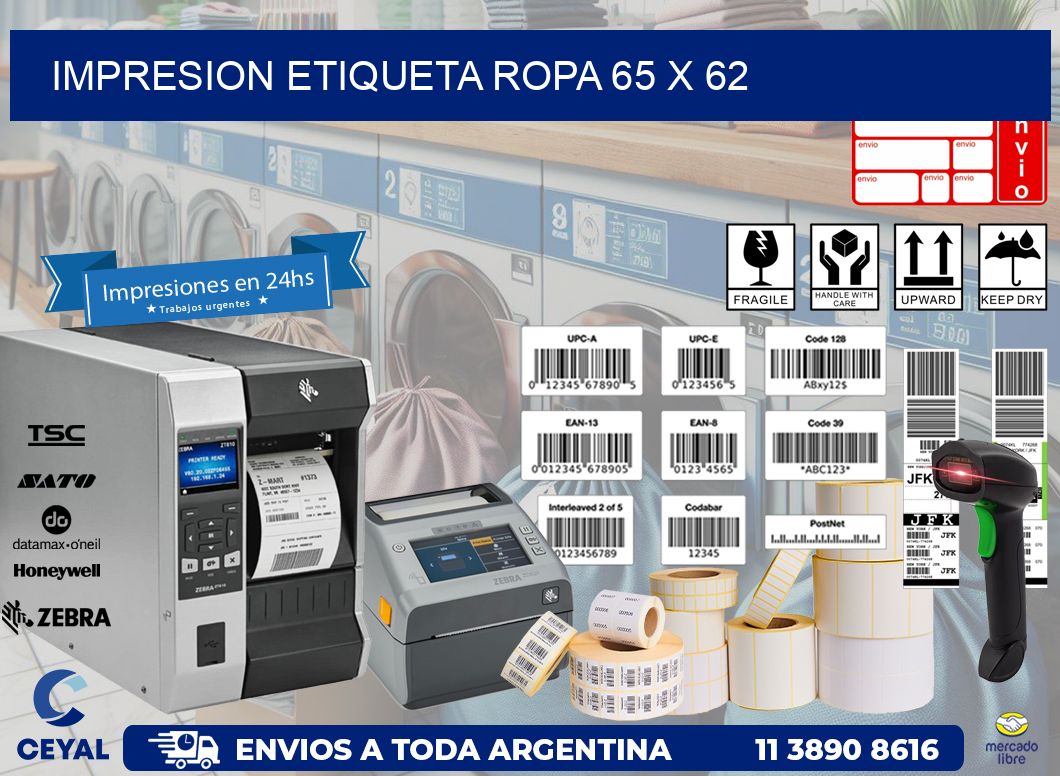 IMPRESION ETIQUETA ROPA 65 x 62