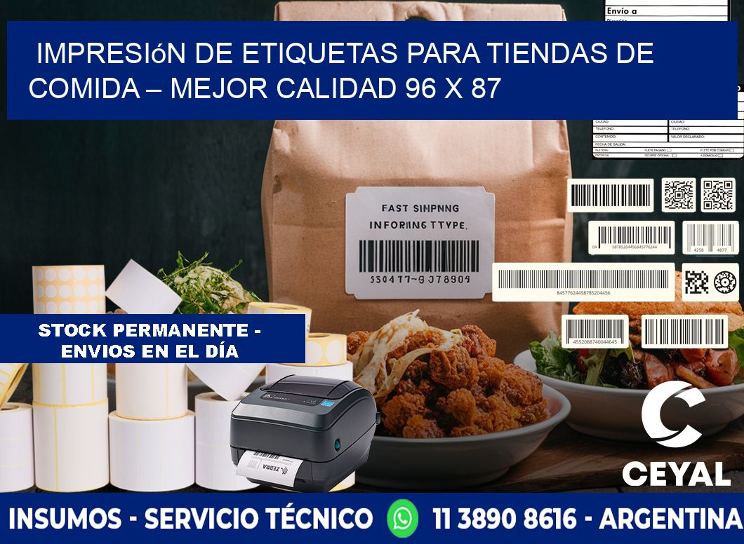 Impresión de etiquetas para tiendas de comida – Mejor calidad 96 x 87