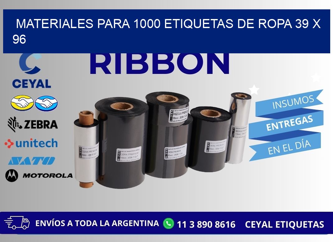 MATERIALES PARA 1000 ETIQUETAS DE ROPA 39 x 96