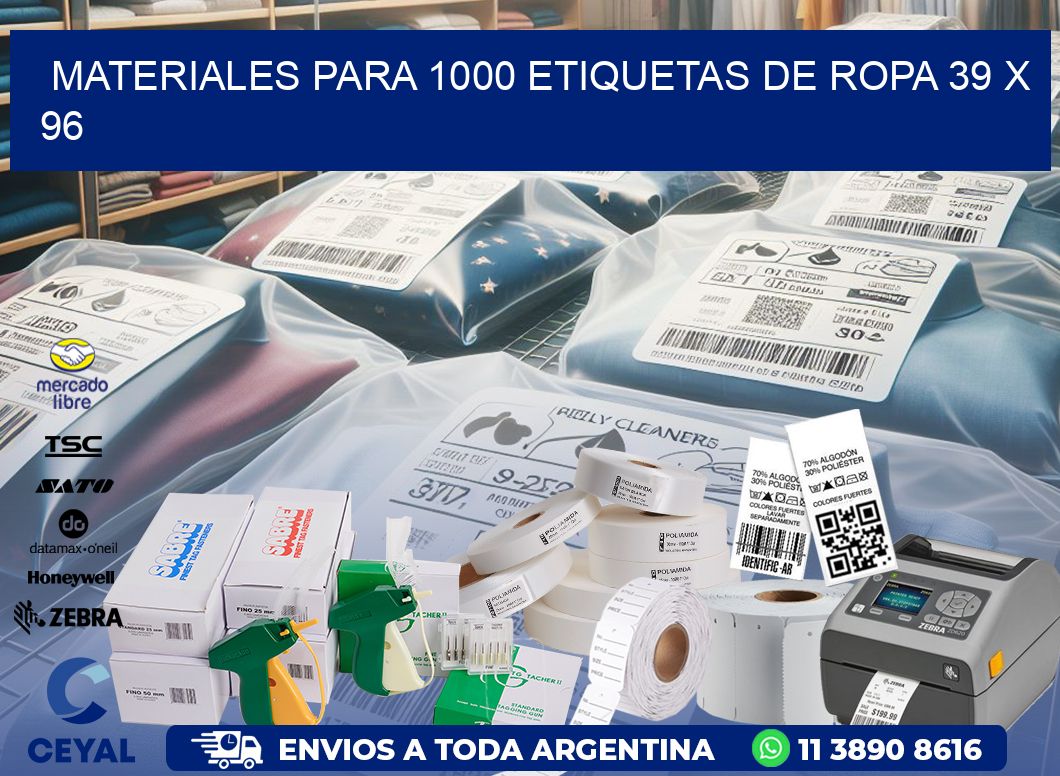 MATERIALES PARA 1000 ETIQUETAS DE ROPA 39 x 96