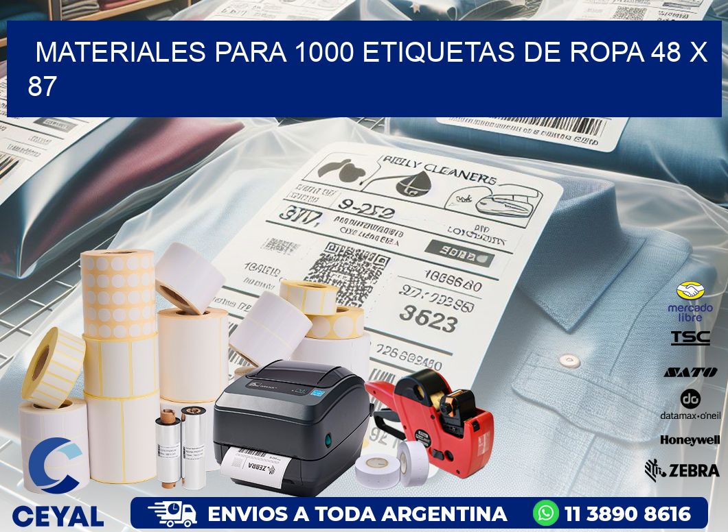 MATERIALES PARA 1000 ETIQUETAS DE ROPA 48 x 87