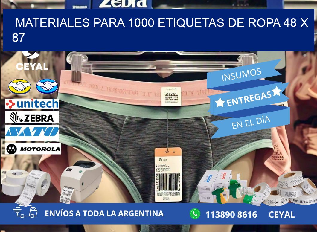 MATERIALES PARA 1000 ETIQUETAS DE ROPA 48 x 87