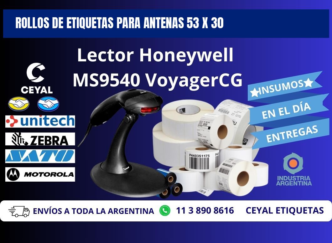 ROLLOS DE ETIQUETAS PARA ANTENAS 53 x 30