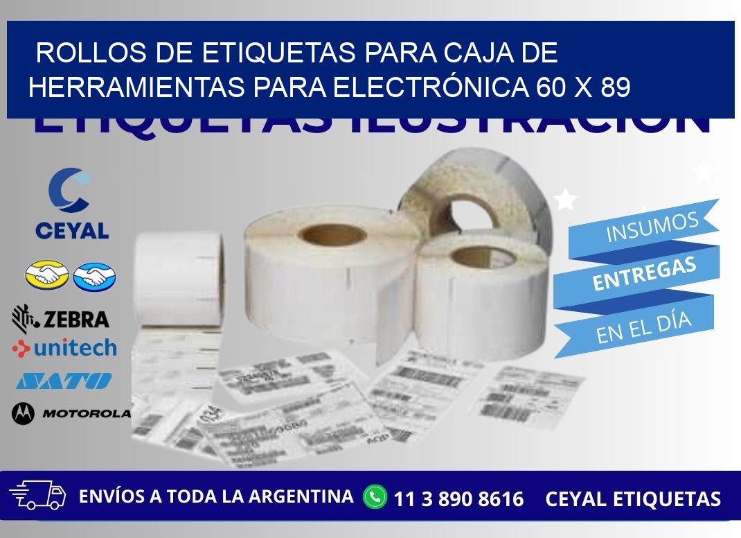 ROLLOS DE ETIQUETAS PARA CAJA DE HERRAMIENTAS PARA ELECTRÓNICA 60 x 89