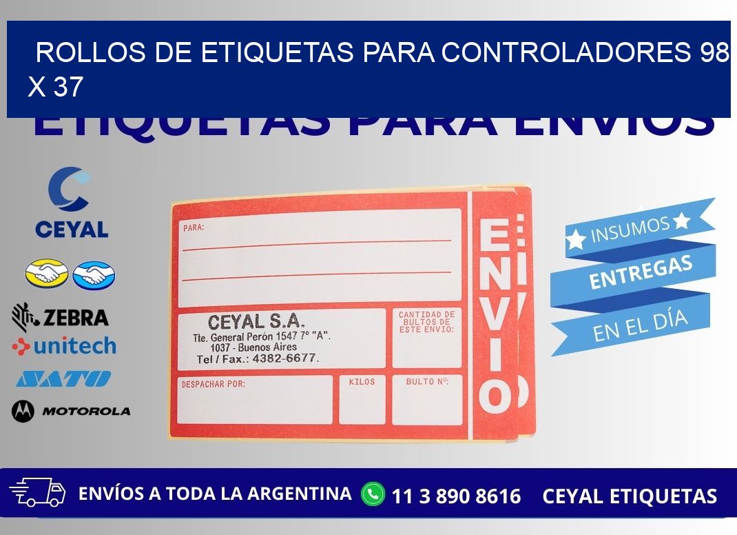 ROLLOS DE ETIQUETAS PARA CONTROLADORES 98 x 37