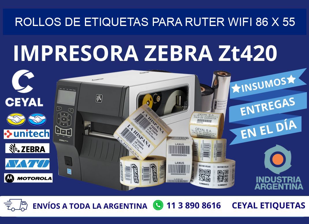 ROLLOS DE ETIQUETAS PARA RUTER WIFI 86 x 55