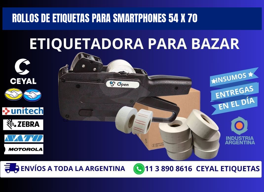 ROLLOS DE ETIQUETAS PARA SMARTPHONES 54 x 70