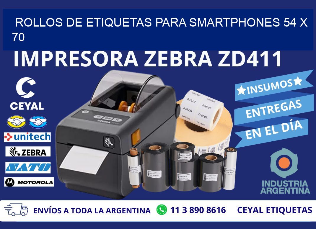 ROLLOS DE ETIQUETAS PARA SMARTPHONES 54 x 70