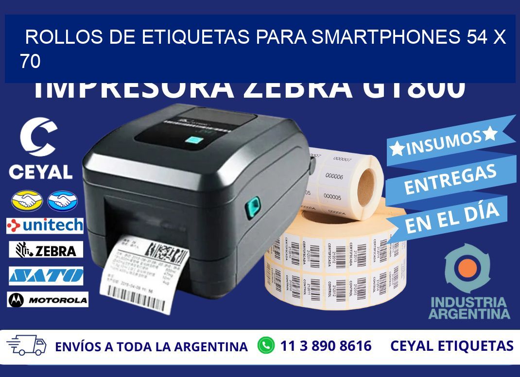 ROLLOS DE ETIQUETAS PARA SMARTPHONES 54 x 70