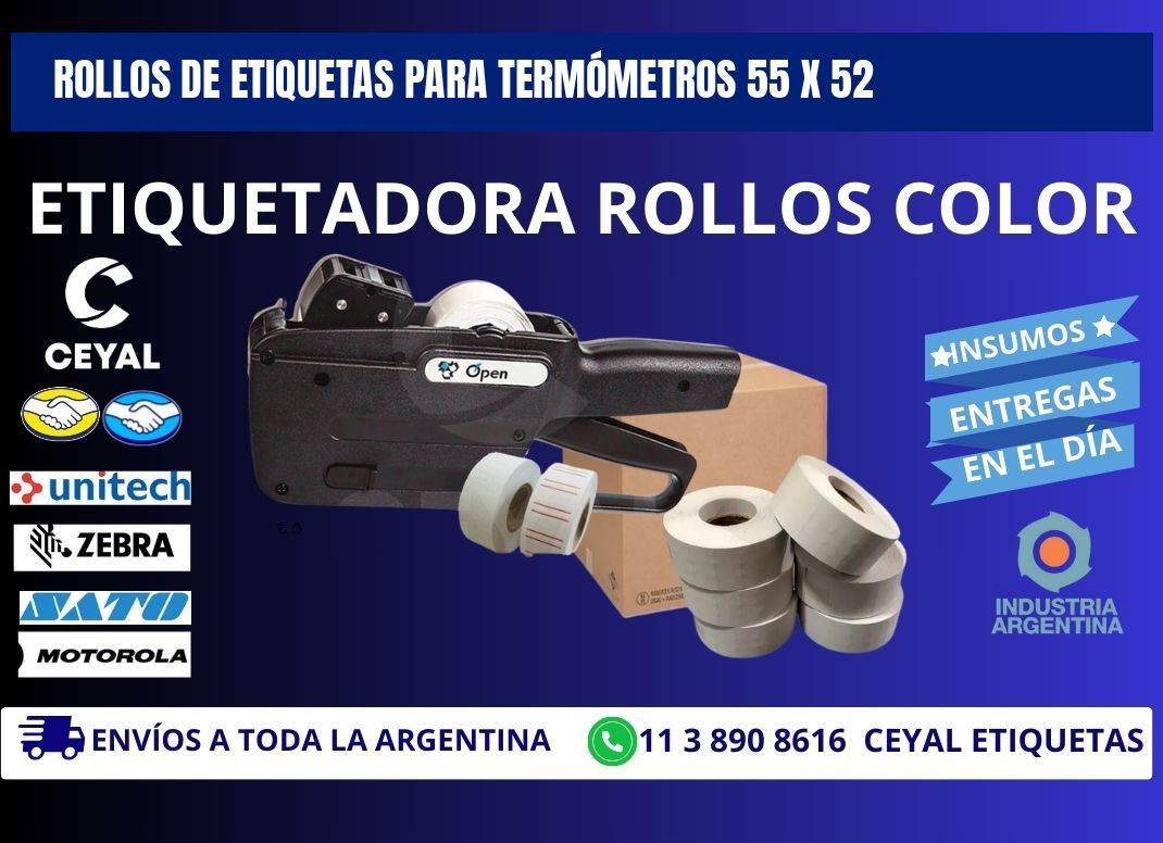 ROLLOS DE ETIQUETAS PARA TERMÓMETROS 55 x 52