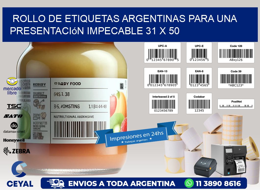 Rollo de Etiquetas Argentinas para una Presentación Impecable 31 x 50