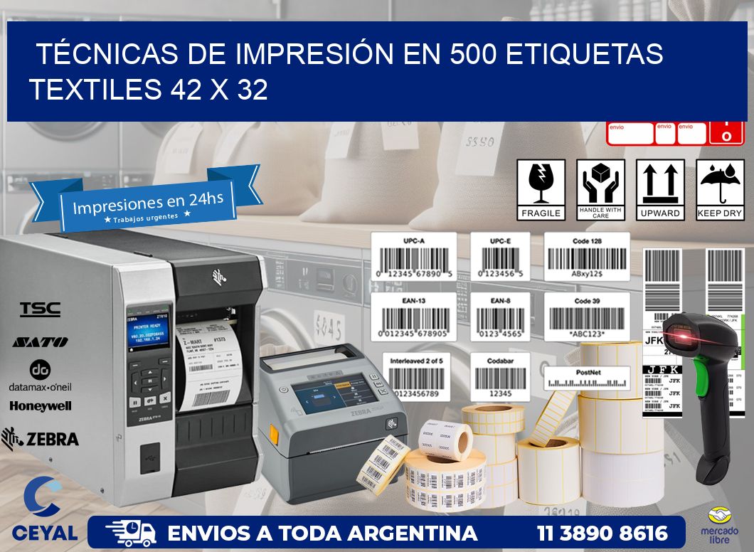 TÉCNICAS DE IMPRESIÓN EN 500 ETIQUETAS TEXTILES 42 x 32