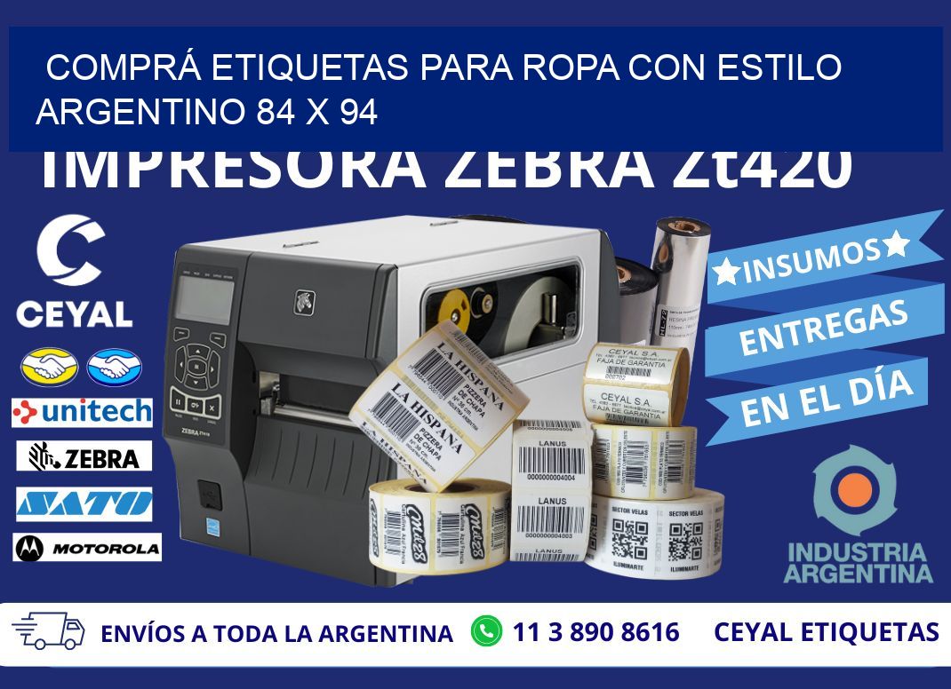 COMPRÁ ETIQUETAS PARA ROPA CON ESTILO ARGENTINO 84 x 94